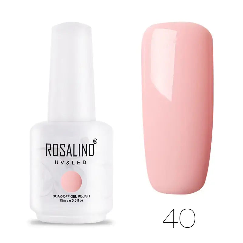 A bottle of rosalind uv & led soak-off gel polish in a soft pink shade, labeled as color 40.