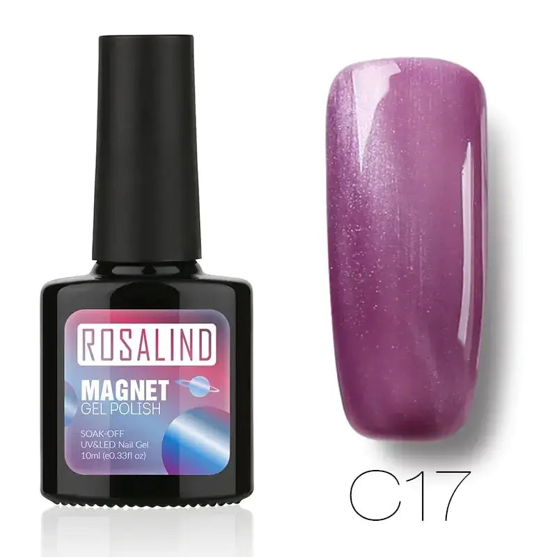 Rosalind magnet gel polish in shade c17, a shimmering purple nail gel with a glossy finish.