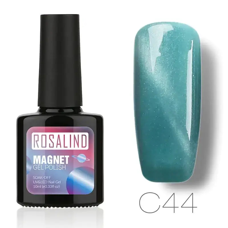 Rosalind magnet gel polish in shade c44, a shimmering teal nail polish with magnetic properties.