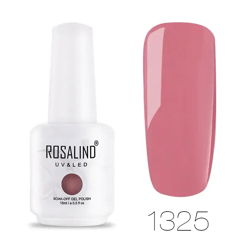 Rosalind uv & led soak-off gel polish in a white bottle, shade 1325, featuring a soft pink hue with a glossy finish.