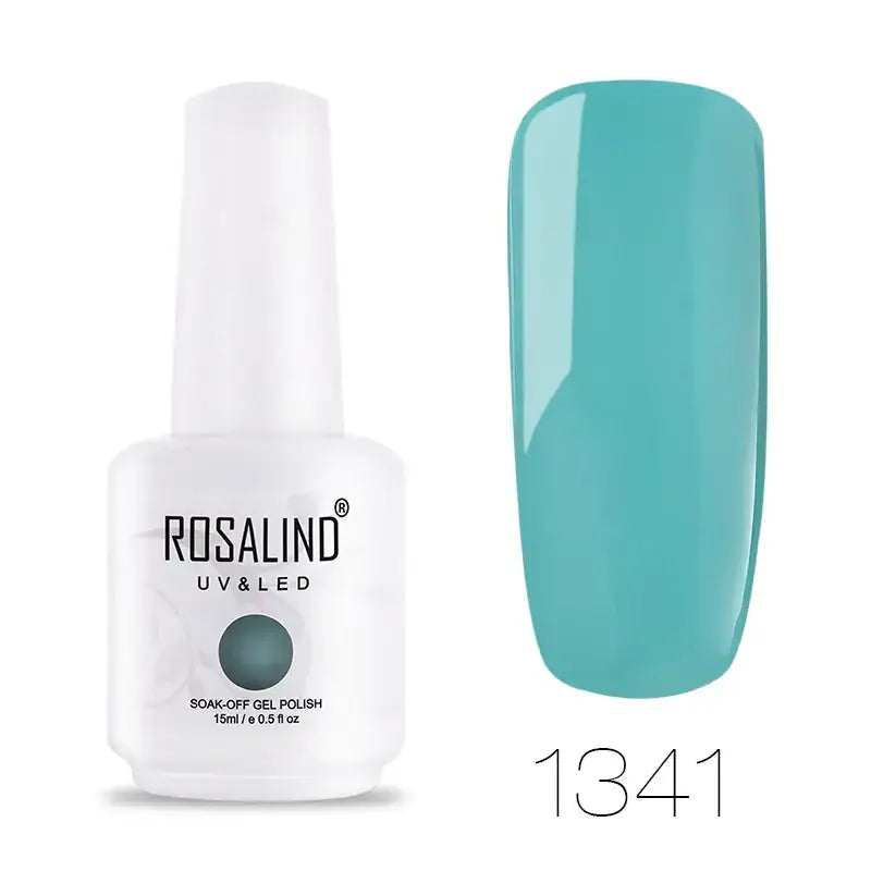 A sleek white bottle of rosalind uv & led soak-off gel polish, featuring a matte finish and labeled with the shade number 1341.