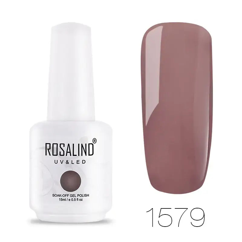 Rosalind uv & led soak-off gel polish in a sleek white bottle, featuring a matte taupe finish with a glossy sheen.