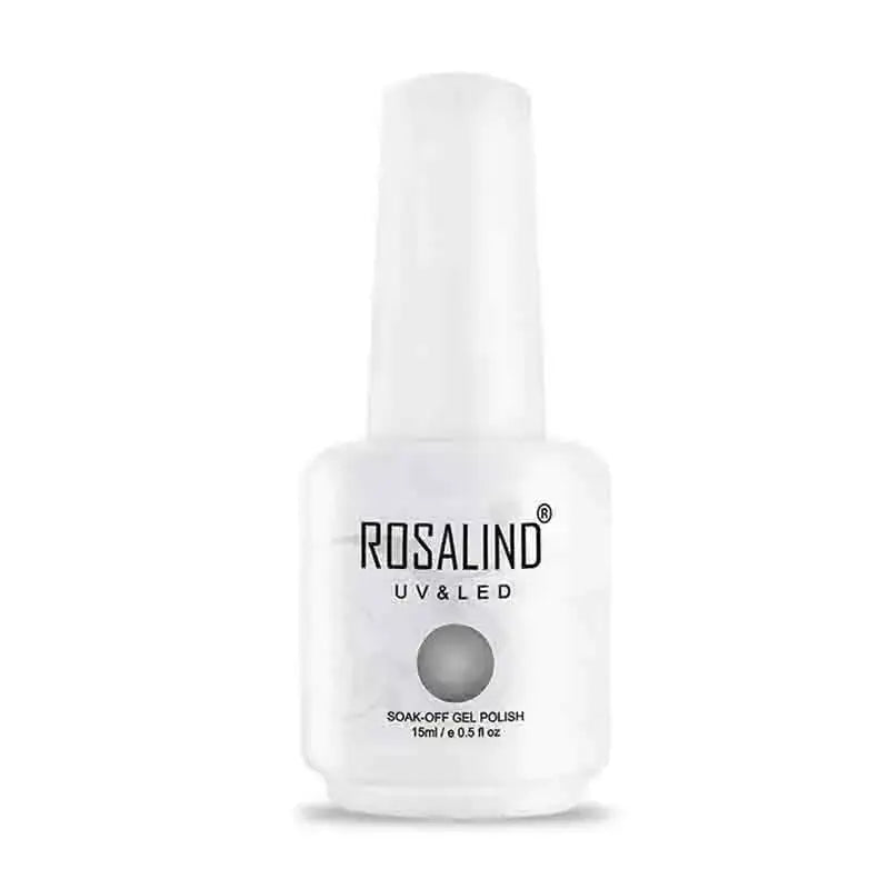 White rosalind uv & led soak-off gel polish bottle with a sleek, cylindrical design and a matching white cap.