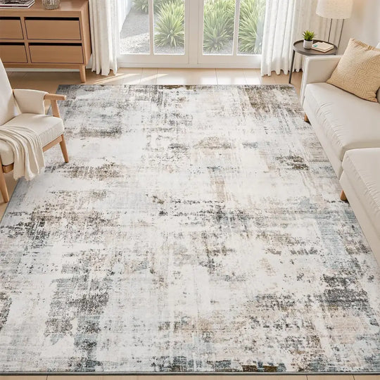 Rugs for Living Room Rug 9x12 Area Rug Washable Bedroom Rug Carpet-Rugs for Bedroom Abstract Modern Rug Dining Room Rug Contemporary Office Rug Non Slip Rug Camel