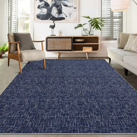 RUGSREAL Living Room Area Rug 9x12 Machine Washable Rug Non-Slip Stain Resistant Modern Abstract Area Rug Contemporary Accent Throw Floor Carpet for Dining Room Solid Area Rug for Home Office Blue