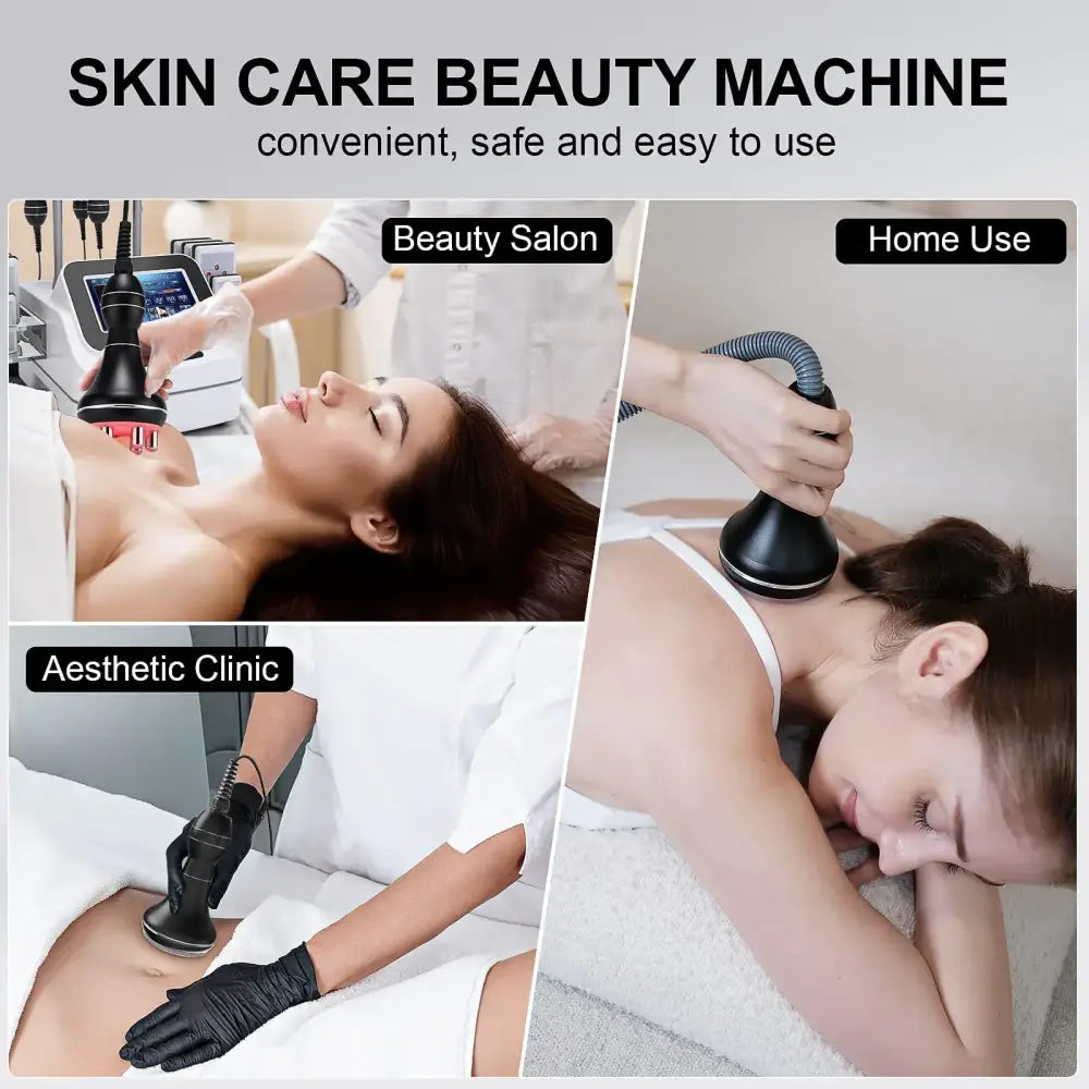 Black handheld skin care beauty machine with a sleek, ergonomic design and a flexible hose for home or salon use.