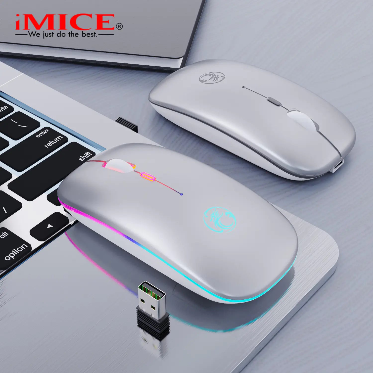 IMICE Wireless Silent Mouse with Dual Mode Charging