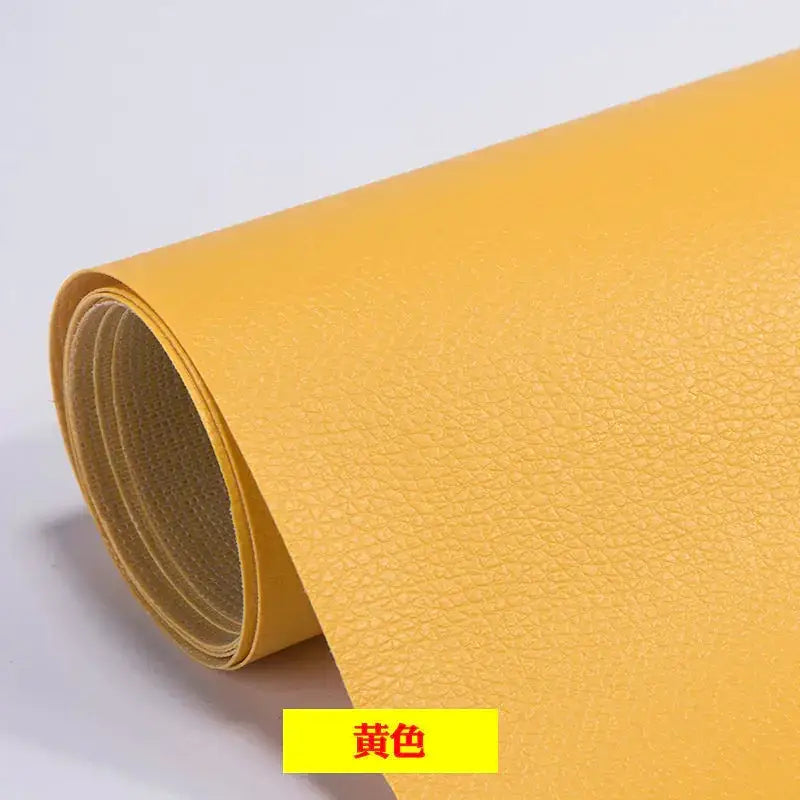 A roll of yellow faux leather with a textured, pebbled surface.
