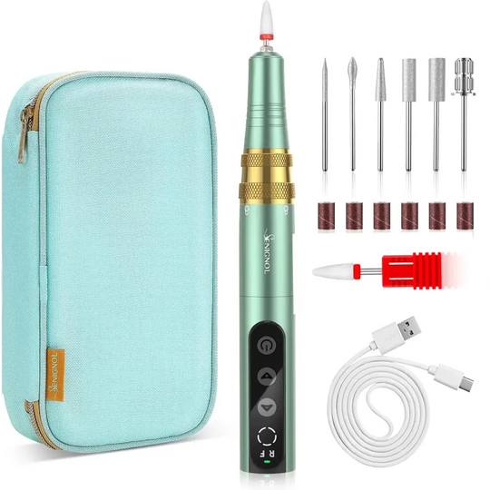 SENIGNOL Nail Drill Cordless Electric Nail File Kit for Gel Acrylic Nails 35000RPM Rechargeable E-File Nail Drill Machine with Bits and Storage Bag for Gel Nail Polish Home Salon