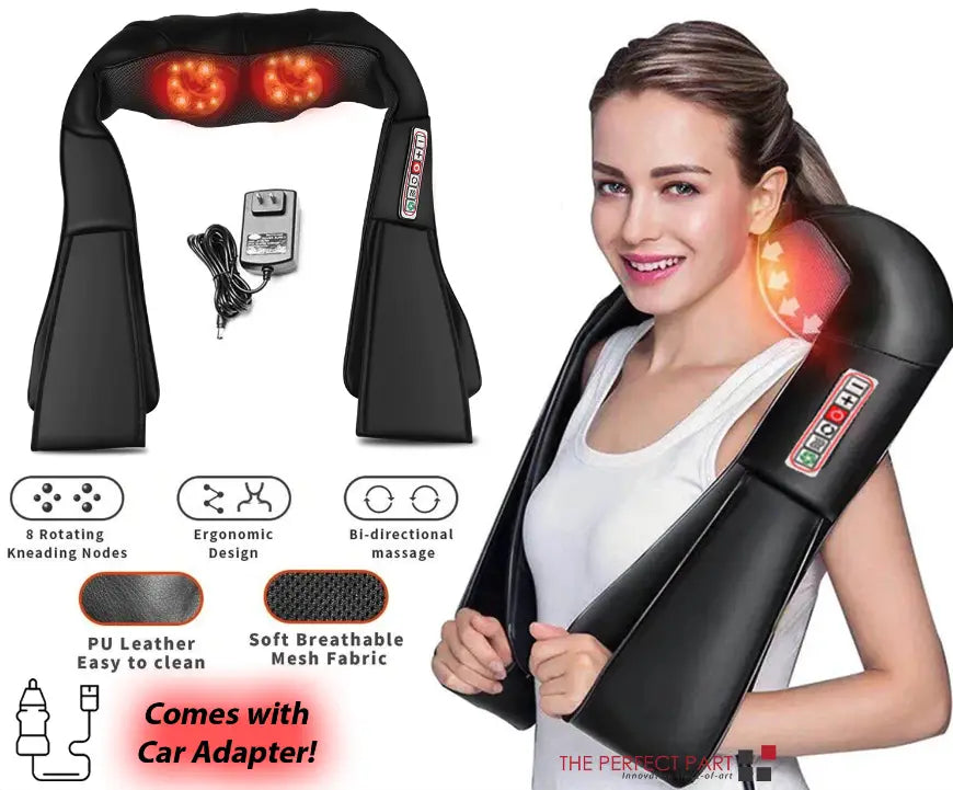 Shiatsu Back Neck and Shoulder Massager with Heat Deep Tissue 3D Kneading Pillow