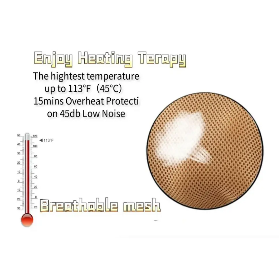 Brown breathable mesh heating pad with a white, textured surface.