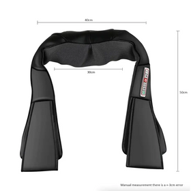 Black shoulder massager with a mesh panel and control buttons on the side.