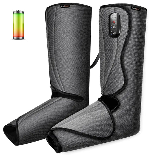 SHINE WELL Leg Massager for Circulation Rechargeable Air Compression Leg Massager with Built-on Controller 3 Modes 3 Intensities Cordless Leg Compression Massager for Pain Relief Home and Office