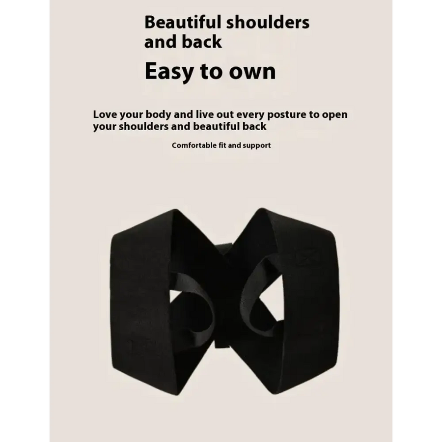 Black ergonomic shoulder and back support brace with a sleek, modern design.