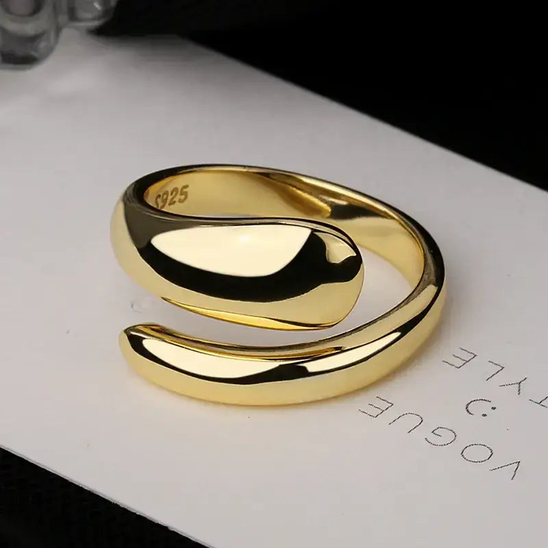 Silver Glossy Water Drop Ring