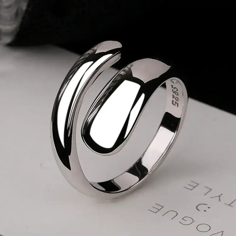 Silver Glossy Water Drop Ring