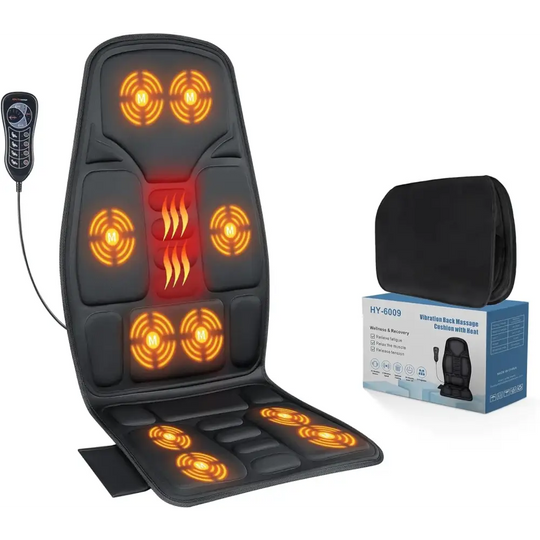 SLOTHMORE Back Massage Chair Pad Back Massager with Heat for Pain Relief Chair Massager for Full Body Massage Deep Tissue Vibration Massger with 2 Adapters Chair Massager for Office and Recliner