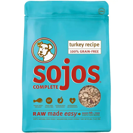 Sojos Complete Natural Raw Freeze Dried Dog Food Mix Turkey 7 Pound Bag