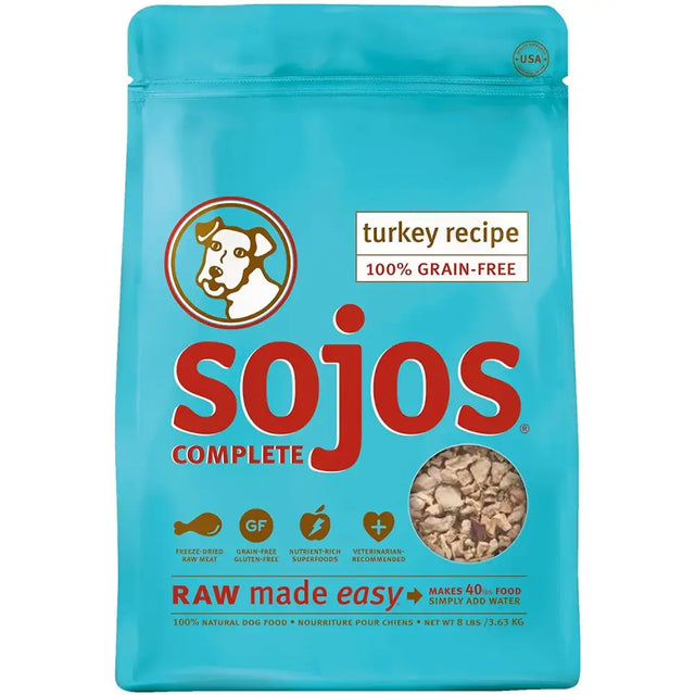Sojos Complete Natural Raw Freeze Dried Dog Food Mix Turkey 7 Pound Bag