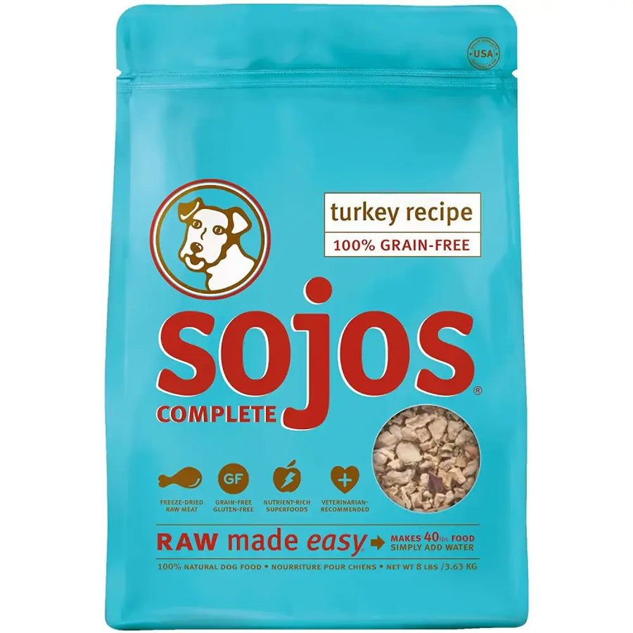 Sojos Complete Natural Raw Freeze Dried Dog Food Mix Turkey 7 Pound Bag