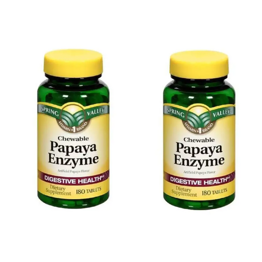 Spring Valley Papaya Enzyme 180 Chewable Tablets (2 Pack)