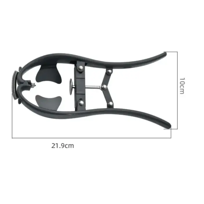 Black dental orthodontic appliance with adjustable arms and a central screw mechanism.