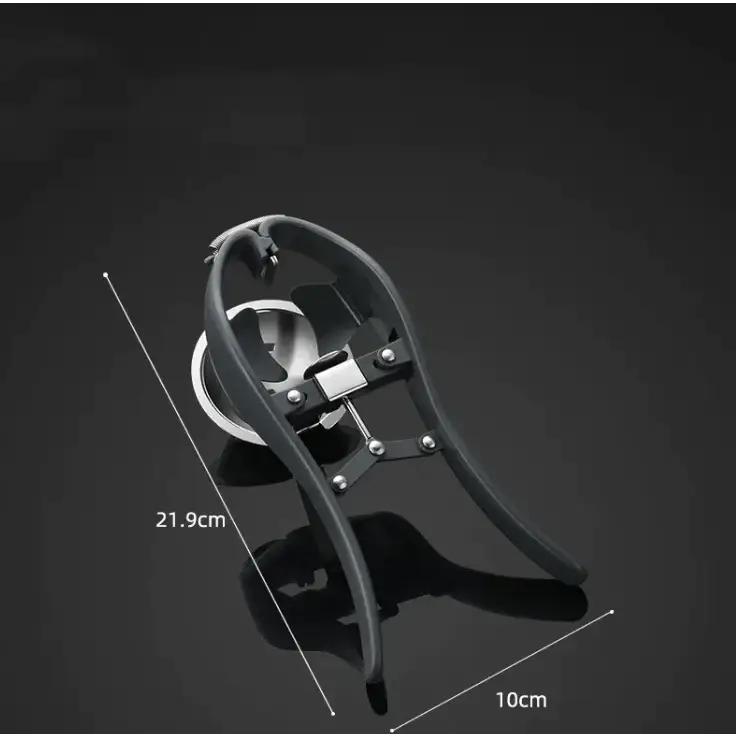 Black and silver metal fruit corer with ergonomic handles