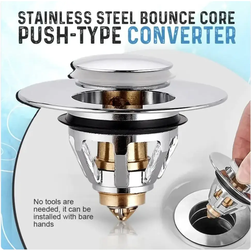 Stainless Steel Pop-Up Drain Filter with Hair Stopper
