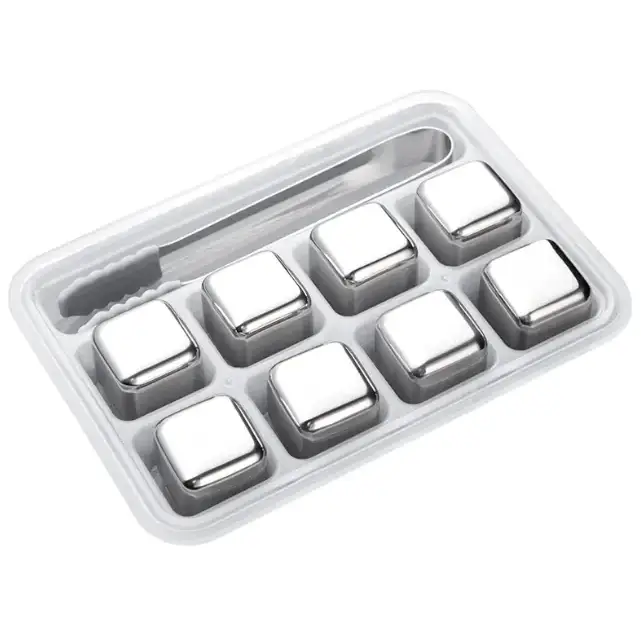 Stainless Steel Reusable Ice Cubes for Beverage, Wine, Beer & Whiskey (Bar Stones)
