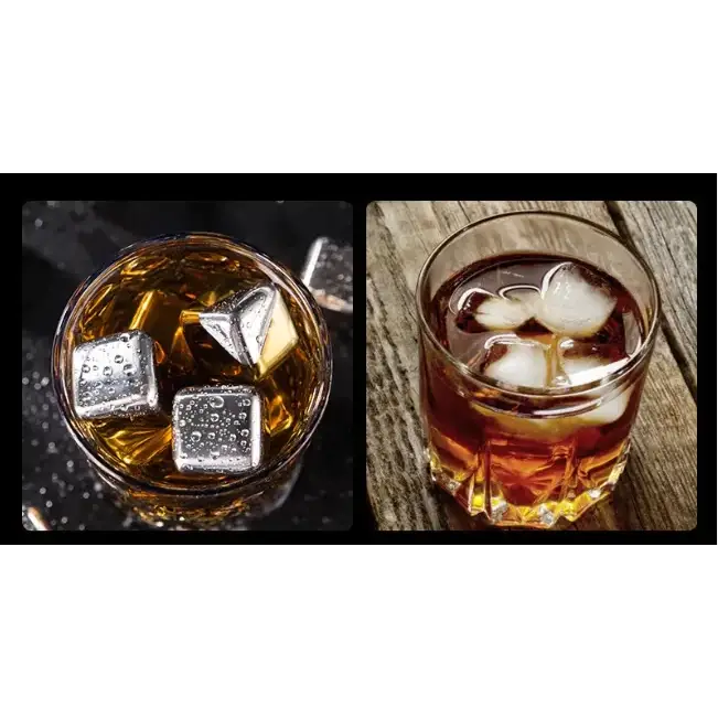 Stainless Steel Reusable Ice Cubes for Beverage, Wine, Beer & Whiskey (Bar Stones)
