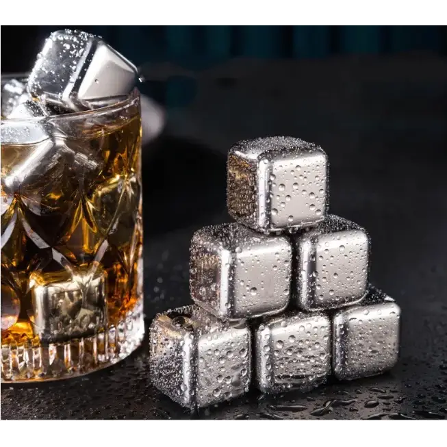 Stainless Steel Reusable Ice Cubes for Beverage, Wine, Beer & Whiskey (Bar Stones)