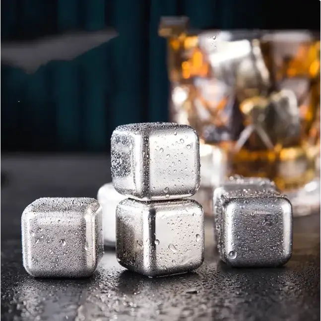 Stainless Steel Reusable Ice Cubes for Beverage, Wine, Beer & Whiskey (Bar Stones)
