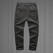 Striped Men's Casual Pants, Cropped Trousers