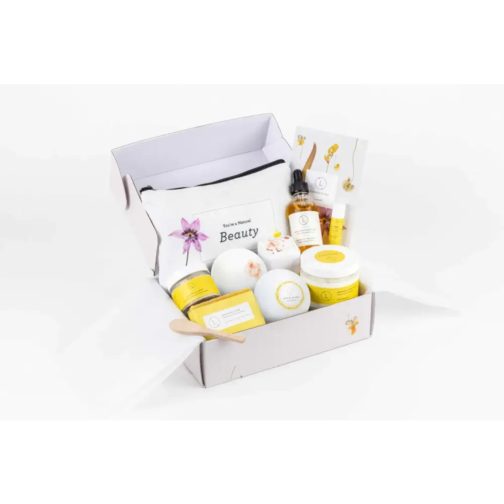 Summery Chrismas - Care Package, Handmade Natural Bath and Body Gift Box, Thank You Gift, Chrismas Gift box, Holiday spa box - Citrus full set with a FREE white sponge