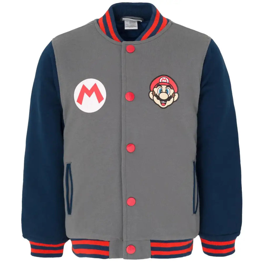 Super Mario Nintendo Little Boys Varsity Bomber Jacket 5-6