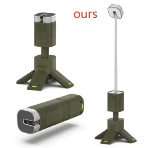 Olive green portable speaker with a textured, perforated body and silver accents on the top and bottom.