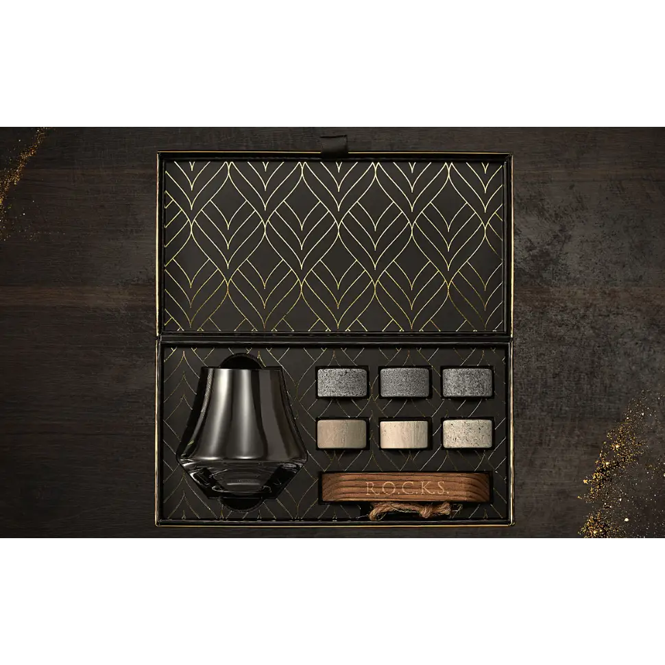 The Connoisseur's Set - Whiskey Stones & Crystal Nosing Tasting Glass