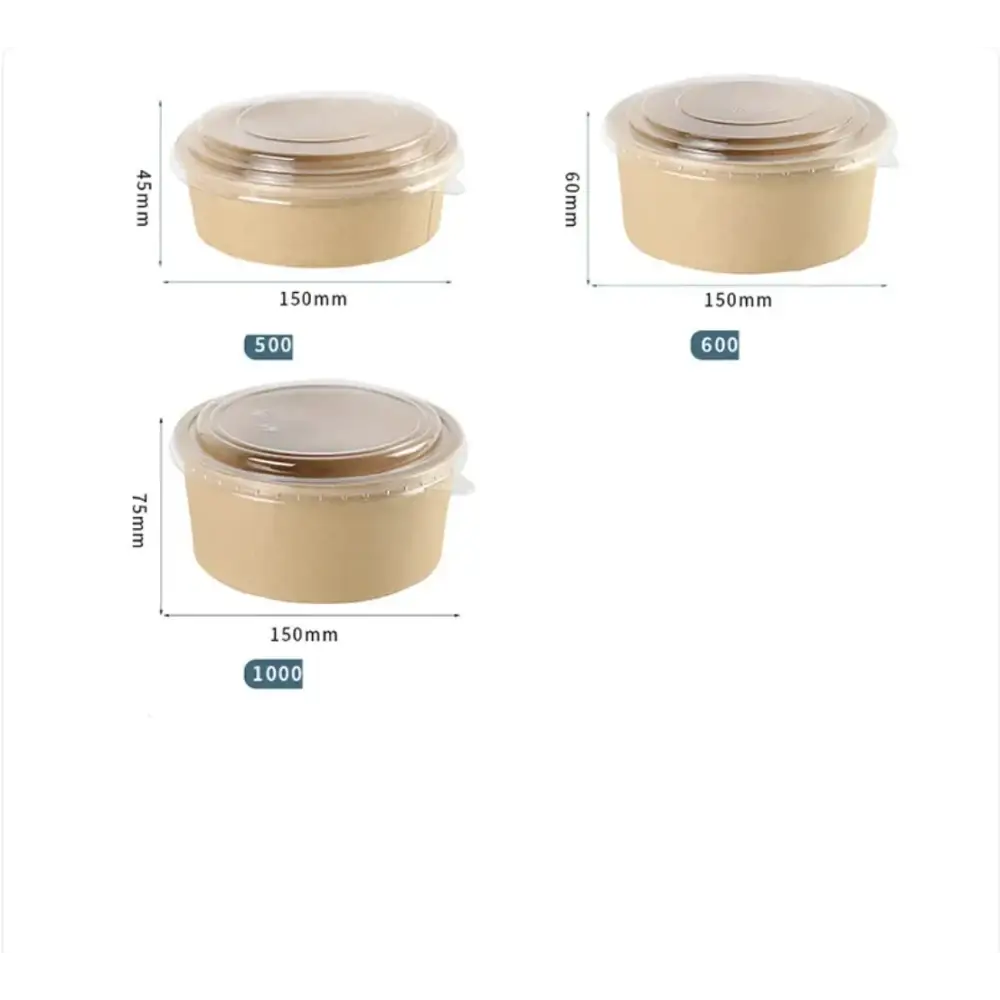 Thick Kraft Paper Disposable Round Food Box