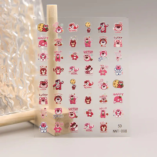 5D Strawberry Bear Nail Stickers for Cute Decor - Joomcy