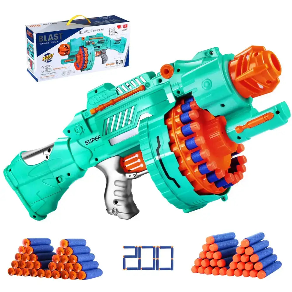 Toy Gun Automatic Electric Toy Foam Blasters & Guns with 200 Foam Bullets 20-Dart Rotating Drum Motorized Toys Guns for 6-12 Year Old Boys Birthday Xmas Gifts for Kids & Teens
