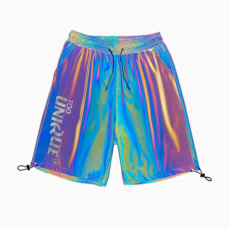 Trendy Men's Five-Point Reflective Ice Silk Shorts