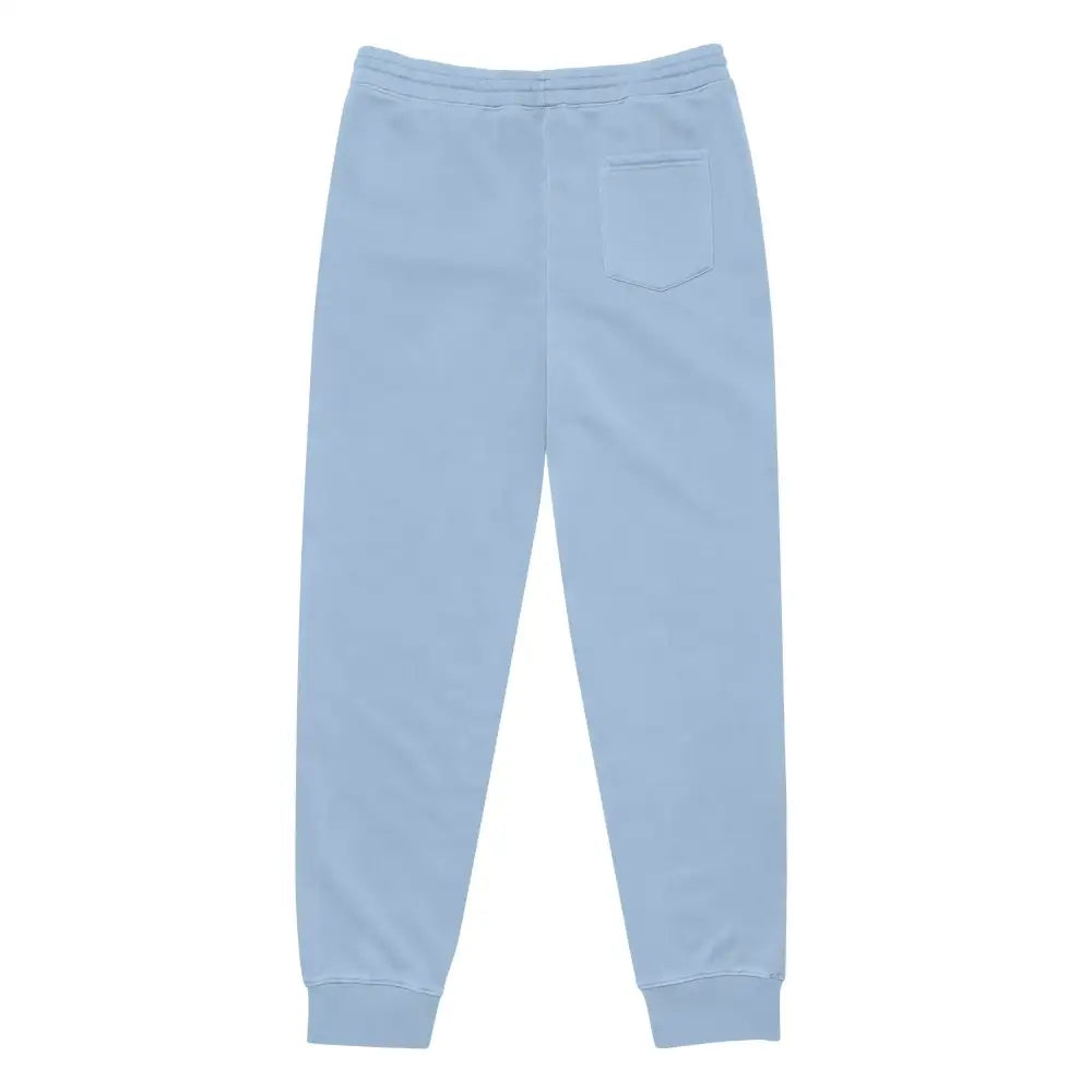 Light blue jogger pants with a soft, cozy fabric and elastic waistband.