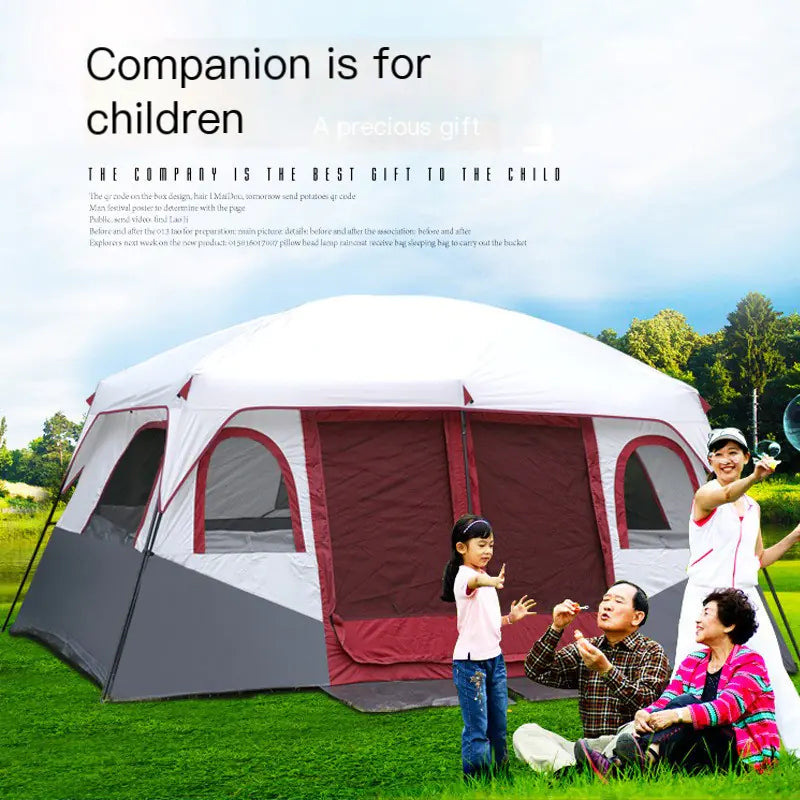 New Outdoor Two-Bedroom Camping Tent for 6-12 People - Joomcy