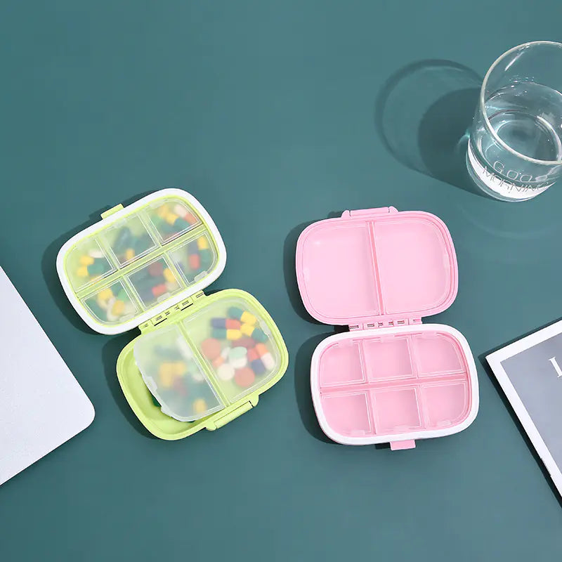Portable 8-Grid Wheat Straw Medicine Storage Box - Joomcy