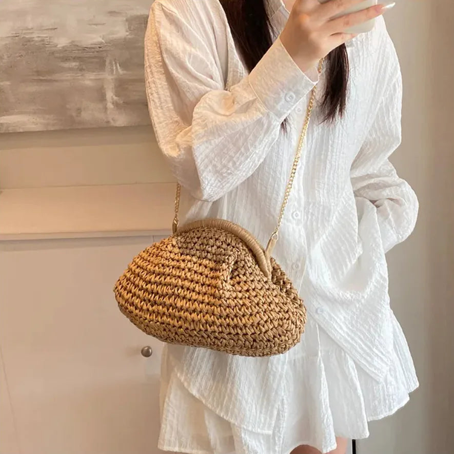 Beach Vacation Straw Shoulder Bag for Women