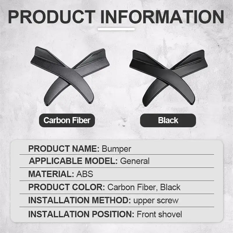 Black or carbon fiber bumper made of abs plastic.
