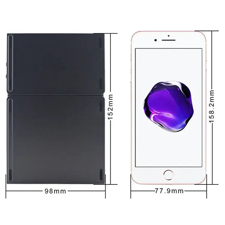 Black foldable phone case designed to fit an iphone 7 or later model with a sleek, minimalist profile.