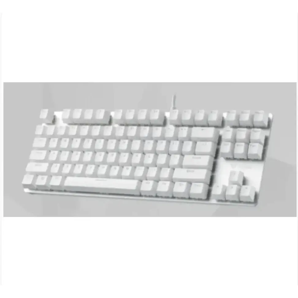 White mechanical keyboard with a minimalist design and clean, uniform keycaps.