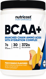 Nutricost BCAA + Hydration Powder (Peach Mango) 30 Servings - Branched Chain Amino Acids with Hydration Complex - Gluten-Free Non-GMO