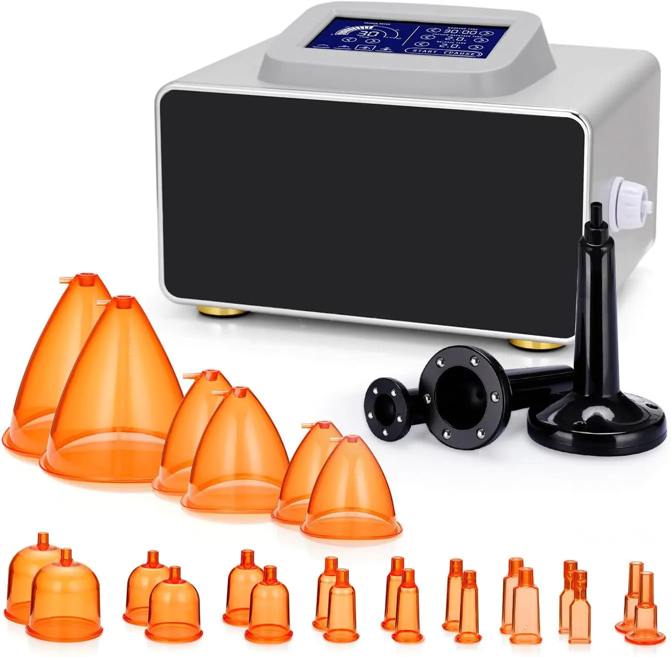 Vacuum Therapy Machine Touch Screen - Vacuum Cupping Kit Manual Massager Scraping Therapy Set with 24 Cups and 3 Massage Rollers